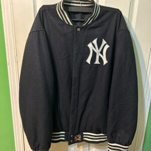 NY Yankees Vintage Reversible Jeff Hamilton Wool Bomber Jacket MLB Genuine Sz3XL